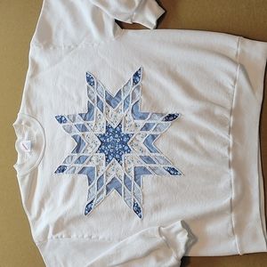 Vintage Quilt Patchworked Crewneck Sweatshirt Handcrafted Sz Large USA Made